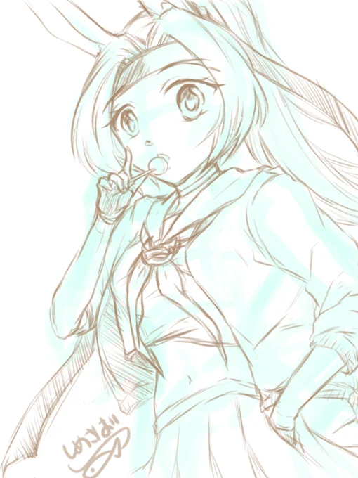 ばぶだけじゃなくて、でっかい飛龍ちゃんも描いとかないと…とらくがきのつもりだったがちょっと本気の絵。 
