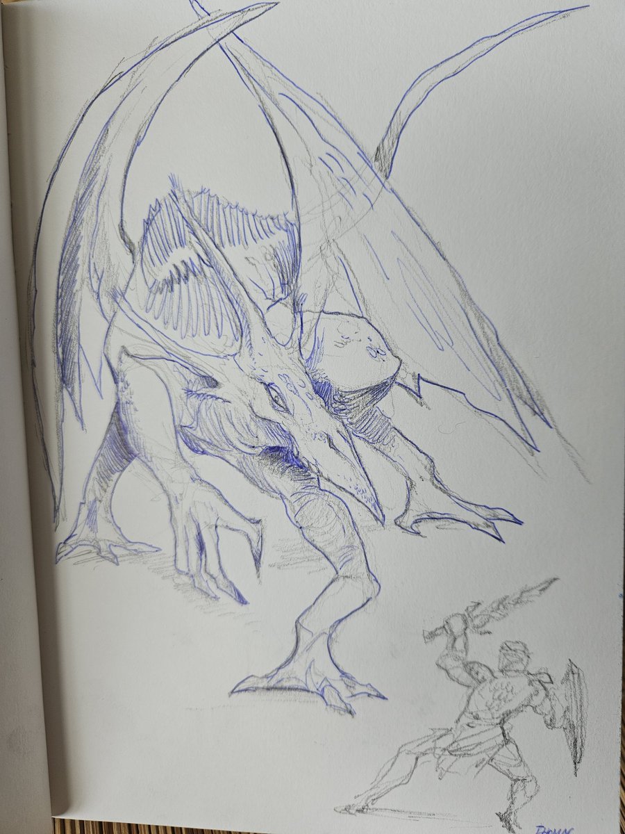 ThomasFrick's tweet image. Sometimes when visiting parents, I am finding old treasures, #sketchbooks of my childhood. Here a drawing I probably made when I was 11. Sometimes I like to just redraw them and art-direct past me haha