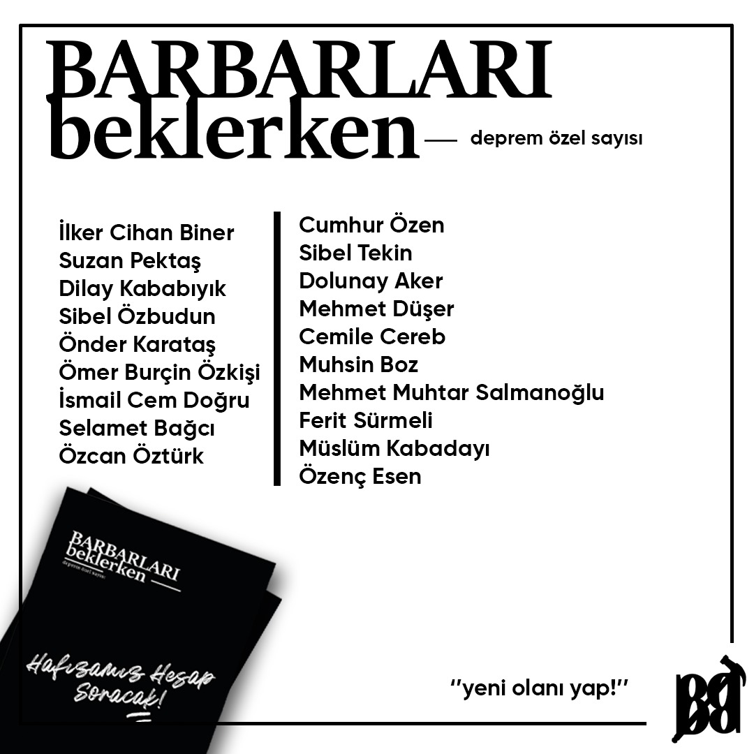 Barbarları Beklerken-Deprem Özel Sayısı

ÇIKTI!

Sipariş için link 👇
kitapyurdu.com/.../676441.htm…...

#barbarlarıbeklerken #dergi #antakya #deprem #alenikitap #barbarlarıbeklerkensanatkolektifi #sanat #şiir #fotoğraf #edebiyat #yenisayı #yeniolanıyap #keşfet