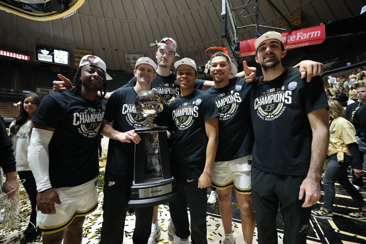 ✅: B2B Big Ten titles. ✅: 57 Big Ten wins (most in Purdue history). ✅: 84 wins in last 3 years (most in Purdue history). ✅: 55-4 home record so far. The Class of 2024 has more to do still.