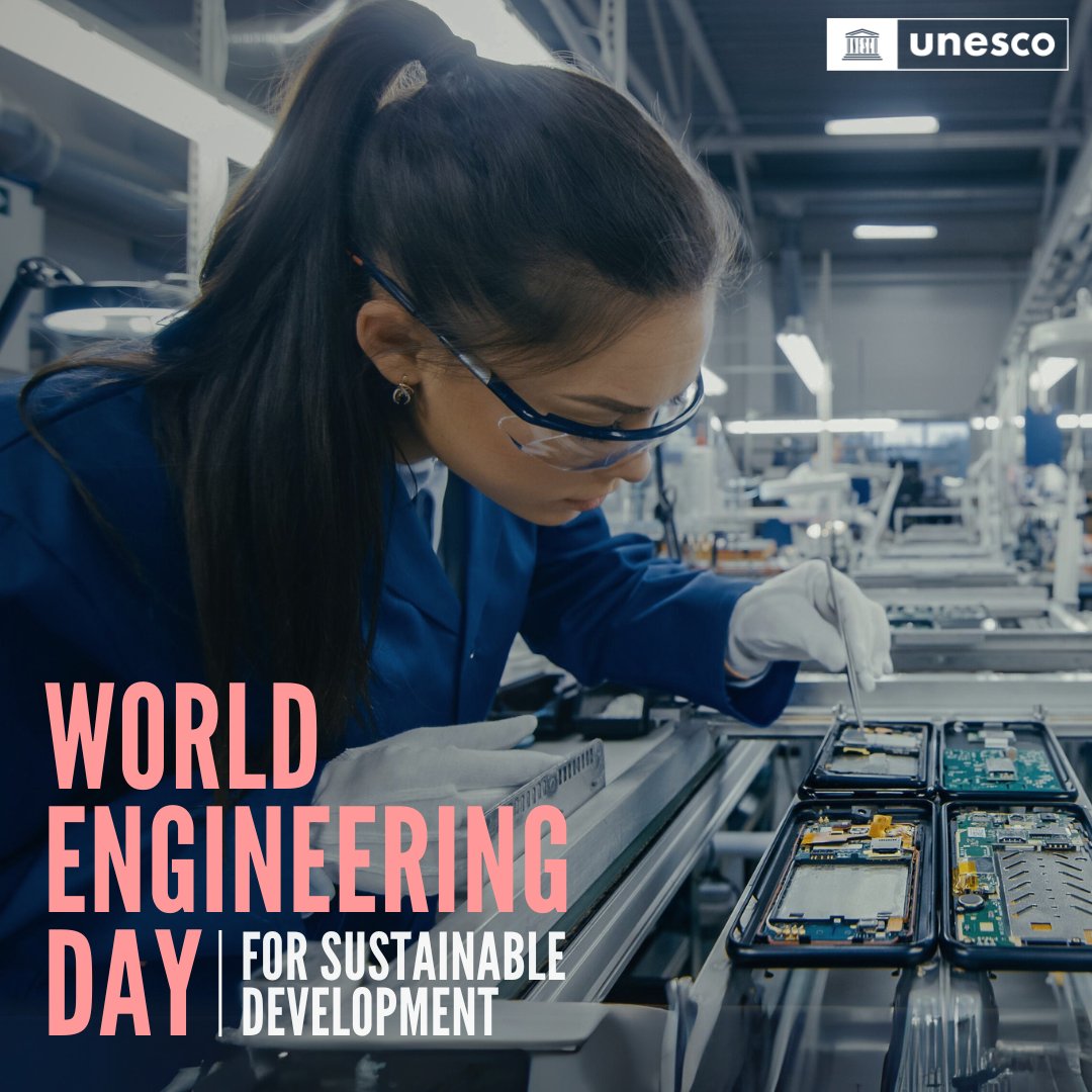 Monday is #WorldEngineeringDay!

Engineers take on some of the world’s most pressing issues like climate change, environmental degradation & access to clean water & energy.

Today, let’s put the spotlight all engineers who tackle these global challenges!

on.unesco.org/EngDay