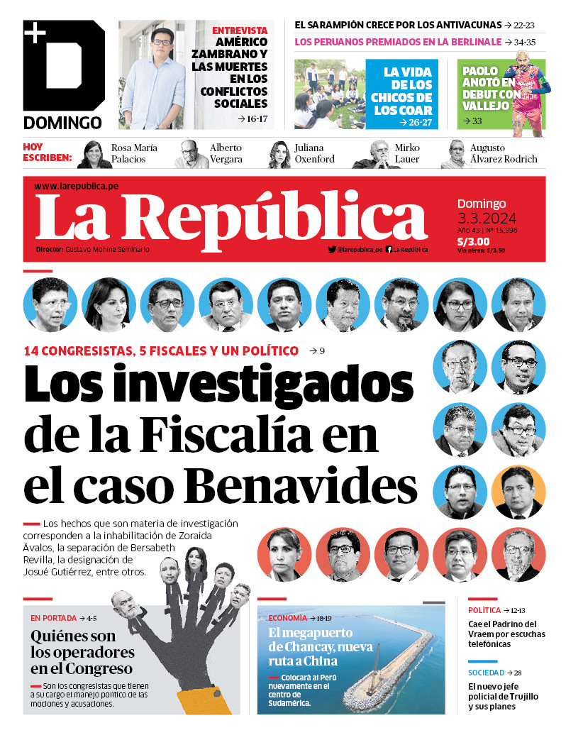 larepublica_pe's tweet photo. 🗞 ¡Buenos días! 👋 Esta es nuestra portada de hoy, domingo 3 de marzo de 2024 📰

➡️ Recuerda que también puedes leer nuestra versión impresa aquí: https://t.co/cQdBJNopfV https://t.co/Pi01RpA3W9