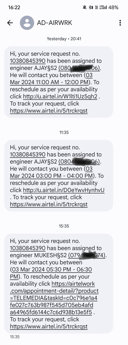 DarlingpraBoSS's tweet photo. #AirtelDown 
Facing issues with @Airtel_Presence connection, and the scheduled technician time slot keeps changing 

Need a reliable solution ASAP @airt https://t.co/dERDqUJBwl