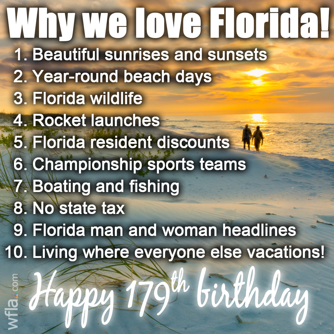 HAPPY BIRTHDAY, FLORIDA! 179 years ago, the Sunshine State became the 27th member of the Union! bit.ly/3Ik2qVO