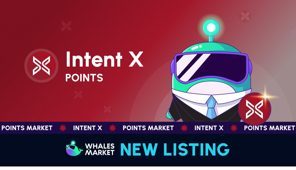 NEW LISTING: @IntentX_ Points

app.whales.market/points-markets…

According to official docs, IntentX points directly translates to a token airdrop. Up to 3,000,000 xINTX tokens (3.0%) will be distributed as rewards to points holders.

Trading is now live on Base.