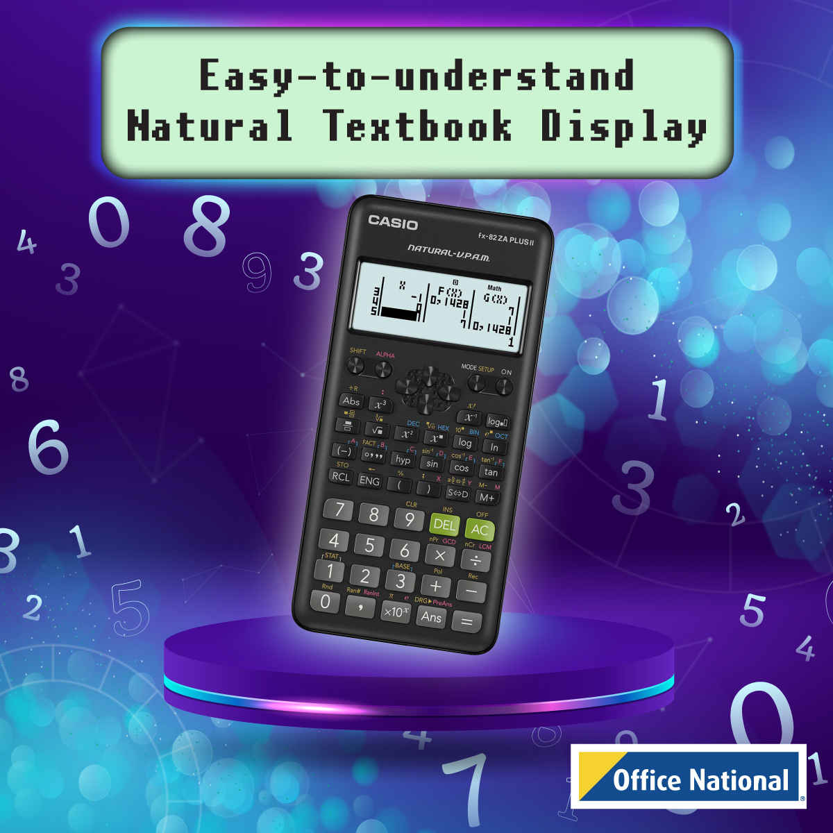 The Casio FX82ZA Plus Scientific Calculator has a natural textbook display. Equations and calculations are displayed in a format that replicates show they appear in textbooks.
#EducationalResources #Casio#ScientificCalculator