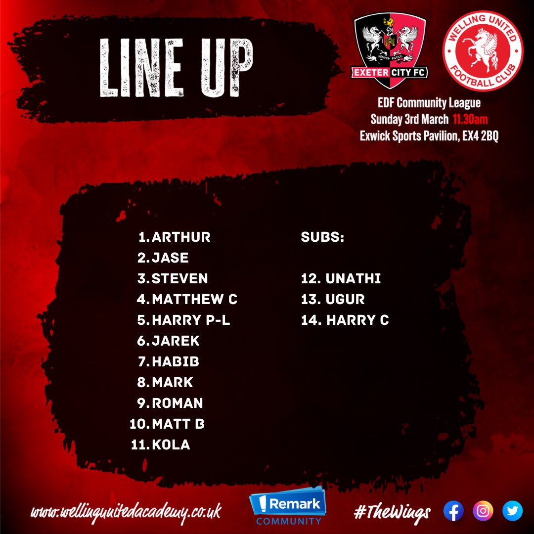 Line-up for today’s game! Let’s go, Wings 🪽 
#WingsFamily
#WeAreWings
#AllInThisTogether
#WellingUnited
#WUDFC