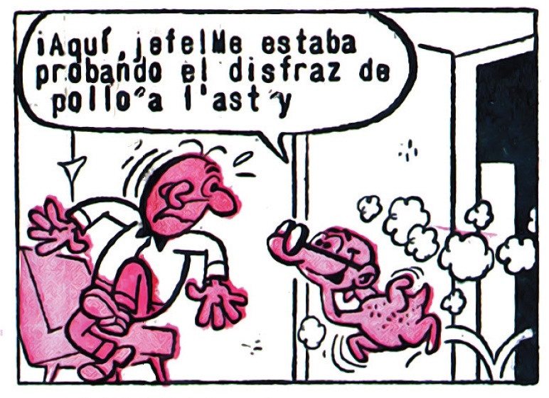 #Mortadelo disfrazado como un pollo asado, a l'ast. #Pulgarcito 1795 27 de septiembre de 1965