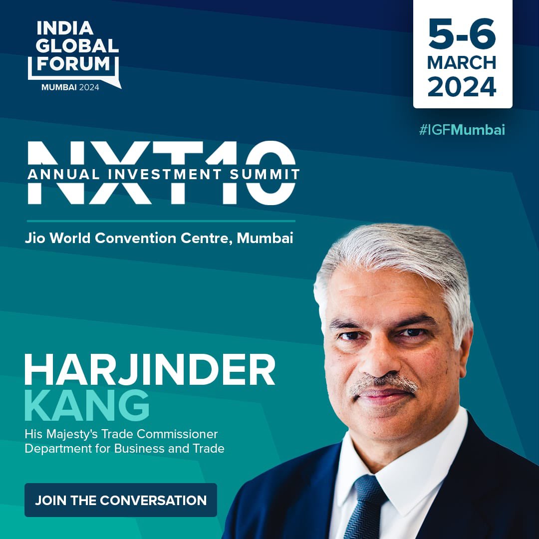 Watch @harjinderkangUK @vijai63 and Mike Hankey of @USAndMumbai decode the next phase of 🇮🇳’s Business and Diplomatic Engagement with an exciting lineup of participants at India Global Forum’s Annual Investment Summit #NXT10 on 6 March.

More: indiaglobalforum.com/Annual-Investm…

#IGFMumbai