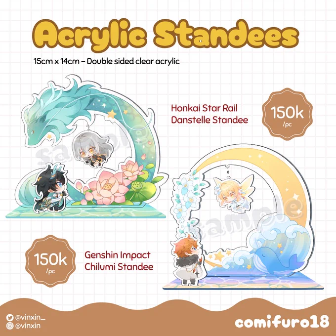 Pre-order for #CF18 is now open! ✨

PO Batch 1 
🗓 3 - 17 March 2024 
📦 Available for on the spot pick up and mail delivery 

#comifuro #comifuro18 #Genshinlmpact #HonkaiStarRail #chilumi #danstelle 