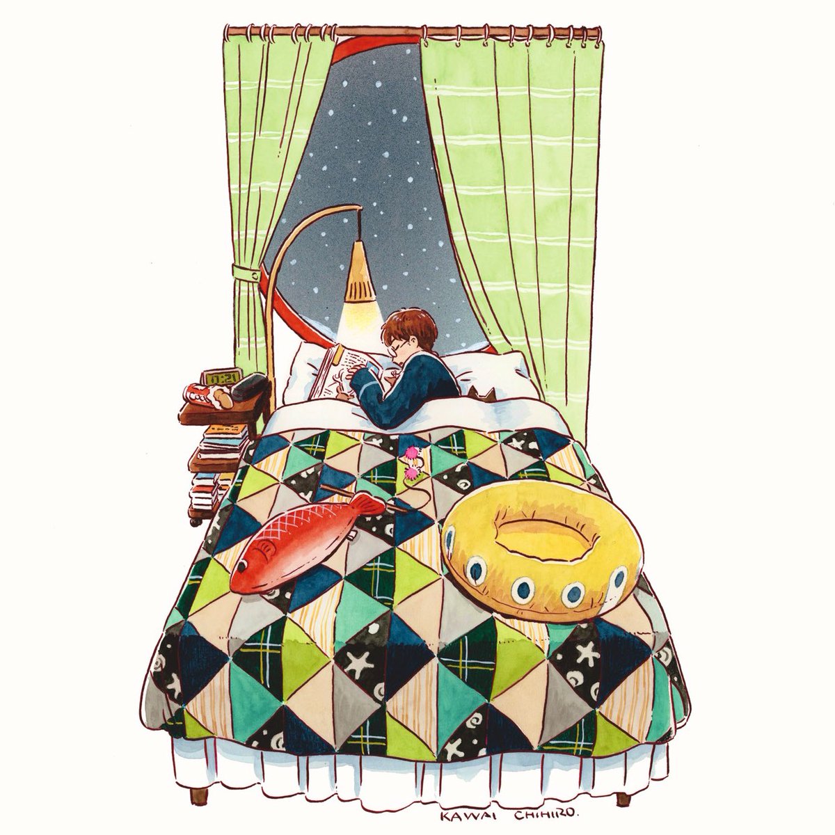 「寝落ちる雪のよる 」|かわいちひろのイラスト