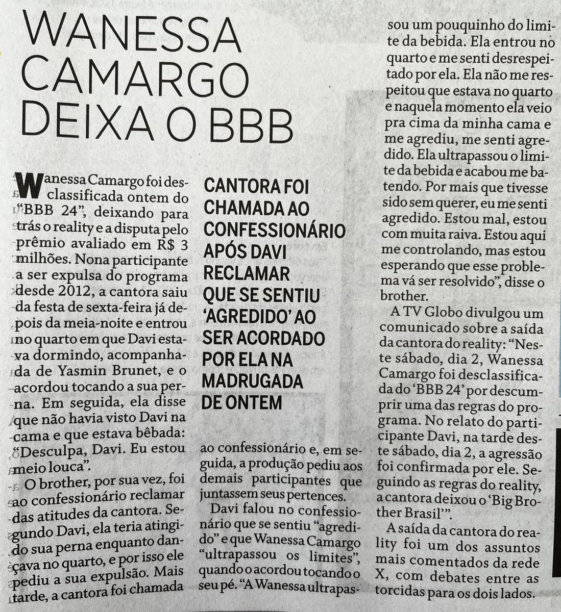 mspv25's tweet photo. Curiosa escolha de palavras de O Globo: “tocando”, “atingindo”. Ela deu um soco de mão fechada no pé dele. Ainda não li, nem ouvi ngn falar em soco. Mesmo q tenha sido sem querer, oq n acredito... #BBB24 #davibbb24 https://t.co/WykuOhlZrb