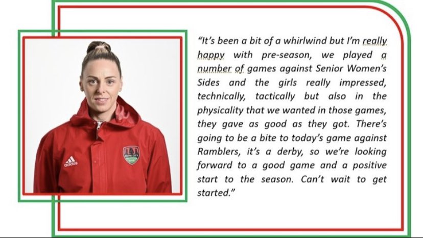 WU19 Manager Trish Fennelly-Hunt looks forward to today's League opener against Cobh Ramblers. The game kicks off at 3pm in Mayfield.

Trish also confirmed that Grace Flanagan has been named captain for the season.

#CCFC84 || #CCFCAcademy