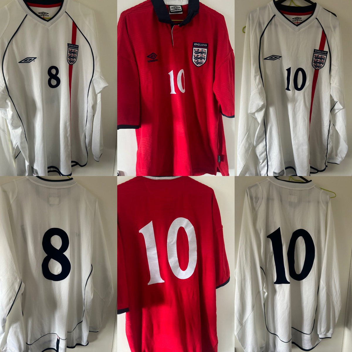 Still got these 6 England youth team shirts, the famous long sleeve 02, the 99 away and the reversible are a few highlights. Priced £80 each and signed letter of authenticity provided from the player.