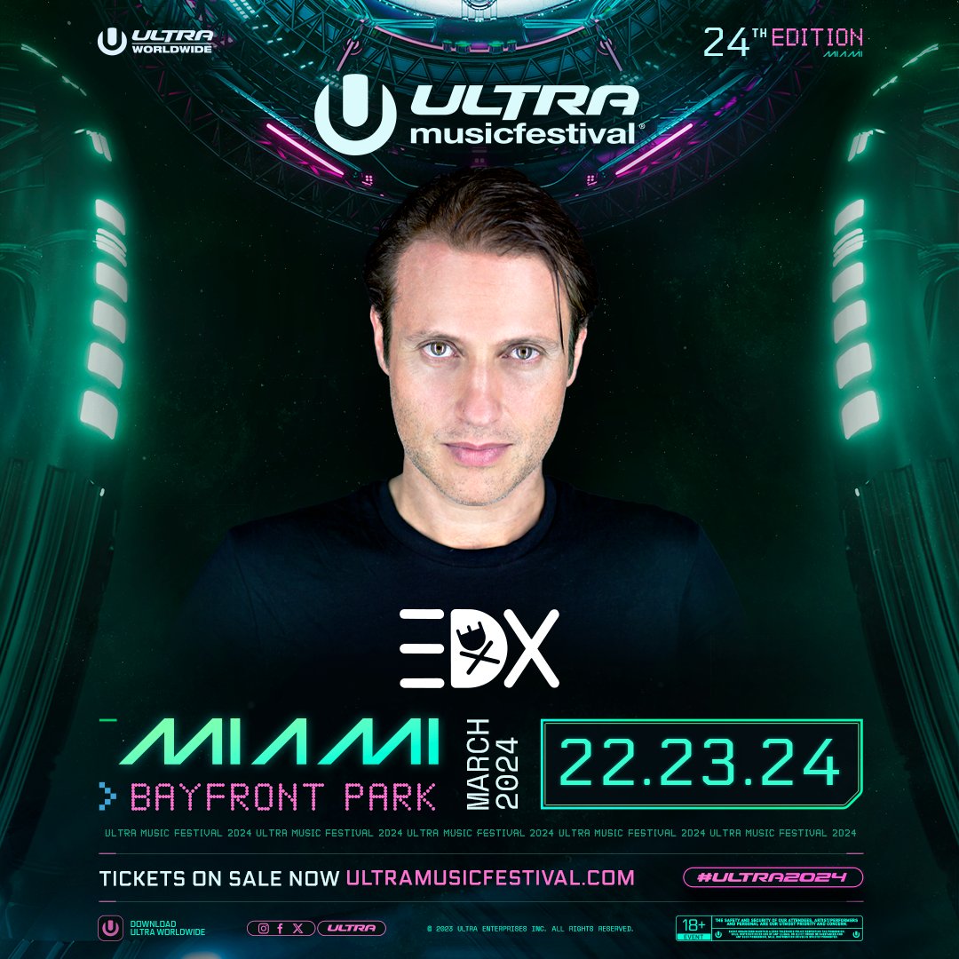 🔊 Don't miss out on the madness! 🔥 The celebrated @edxMusic is set to dominate the stage at @ultra Music Festival during the @MiamiMusicWeek 2024! 🌴✨ #UltraMusicFestival #MMW #2024 #EDX #NoXcuses #Miami