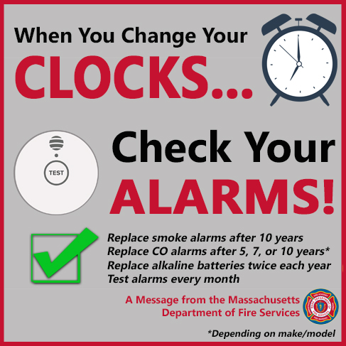When you #ChangeYourClocks next week, #CheckYourAlarms! The manufacturing date is printed on the back of your #SmokeAlarms and #CarbonMonoxide alarms. Replace outdated alarms and replace alkaline batteries in alarms that still use them. Learn more: ow.ly/Eyx650QJyPp