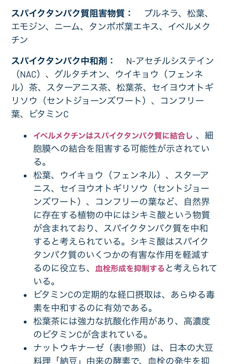 WCH日本支部のHPより「スパイク蛋白解毒ガイド」。
大変な情報量ですが、出典を丁寧に記載すべきではないでしょうか。
wch-japan.org/?p=2046