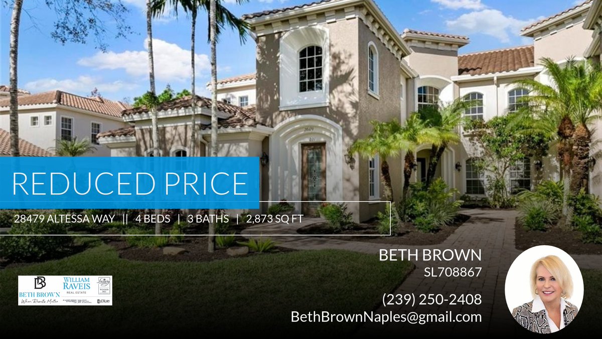 📍 Reduced Price 📍 This recently reduced home at 28479 Altessa Way 201 in Bonita Springs won't last long, so, don't wait to set up a showing! Reach out here or at (239) 250-2408 for more information! Beth Brown William Raveis Rea... homeforsale.at/28479_ALTESSA_…
