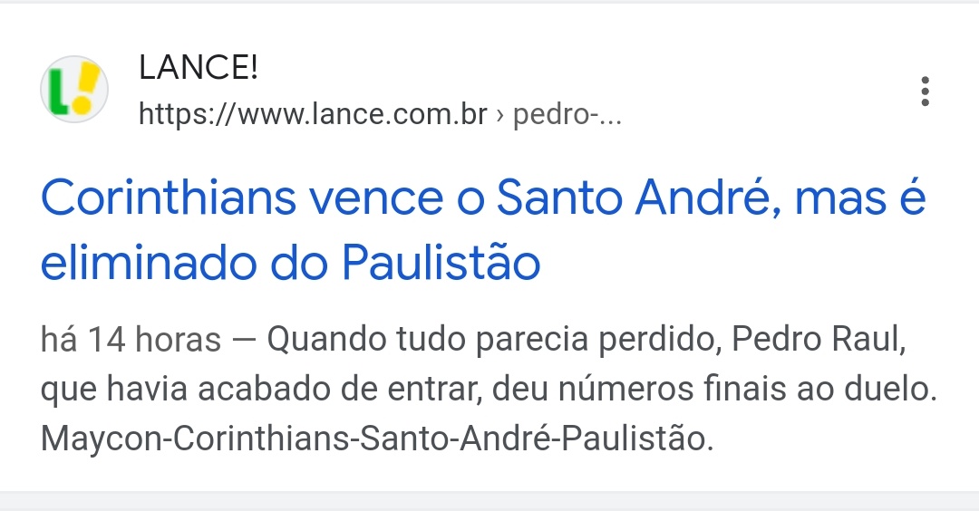Primeiro jogo da final do Paulistão do ano passado / Notícia após a eliminação do timaum na fase de grupos. Detalhe: a vitória do timaum foi anterior à vitória da Inter, q decretou a eliminação do timaum.

Corinthians e Fla são os clubes de formações mais artificiais da história.