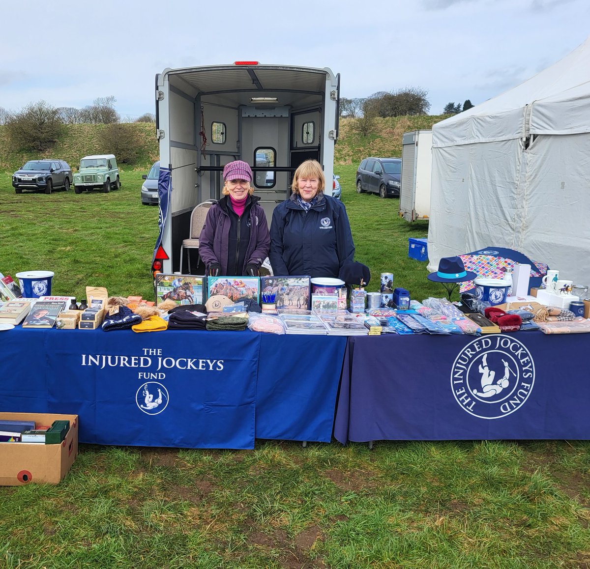 All ready to go with the @IJF_official stand @GoPointing at Yorksire Jockeys Meeting at Charm Park today in aid of the @IJF_official