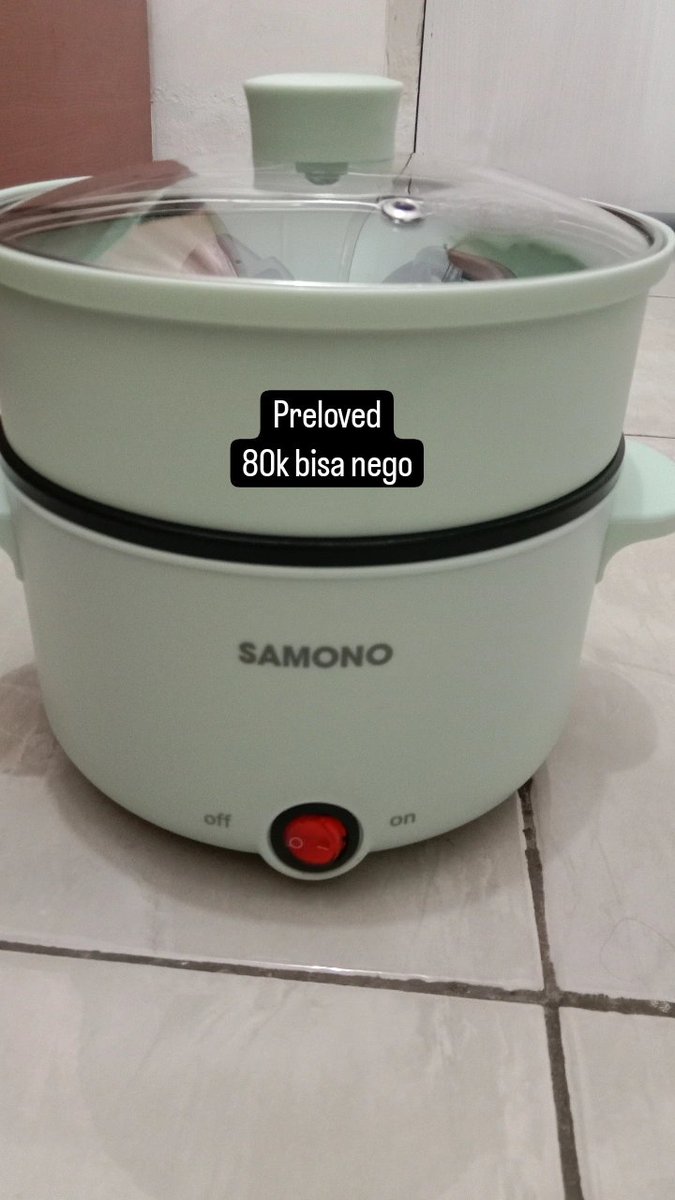 KoyaVanilla's tweet photo. Izin buka lapak ya, teman-teman.. 
Preloved panci listrik, minus : baru dua kali pakai, lengkap dengan kabel, kartu garansi dan manual user, preloved karna salah belii. 
80k ya teman-teman, bisa nego. Dom Bekasi. https://t.co/d1rhAmYY19