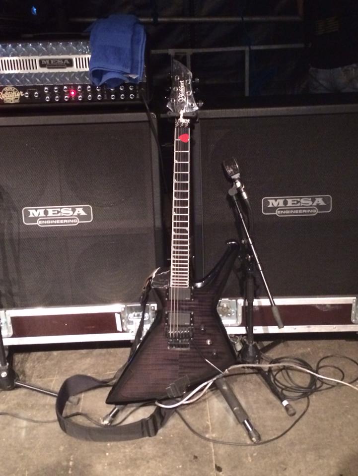 My rig for a 2015 European Tour!! My Blakhart Hex Signature Series Guitar running straight through a Mesa Boogie Dual Rectifier. I still run the same setup but with a couple small tweaks with an eq. #philfasciana #malevolentcreation #Blakhartguitars #mesaboogie