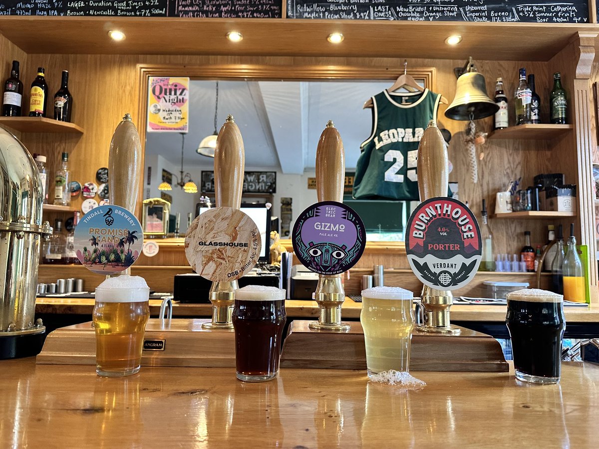 Super Fresh…

@ElectricBearUK 
Gizmo 4.1%
Pale Ale

<a href="/tindallbrewery/">Tindall Brewery</a> 
Promise Land 4.1%
Pale Ale

<a href="/GlassHouseBeers/">GlassHouse Beer Co</a> 
OSB 4.5%
Proper Bitter

<a href="/VerdantBrew/">Verdant Brewing Co 🍻</a> 
Burnthouse Porter 4.6%

#beer #morwichpub #nr3