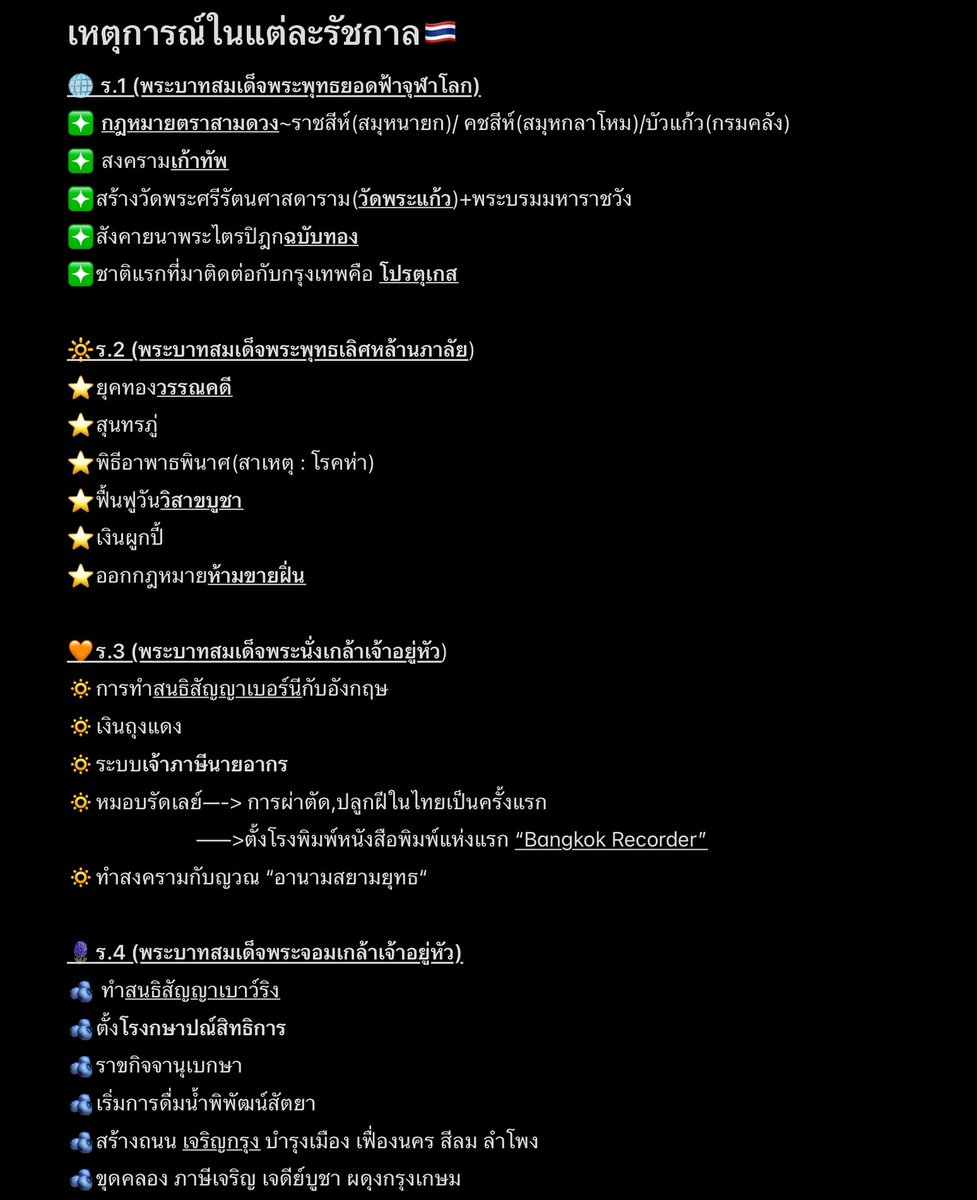 acailoverrre444's tweet photo. แจกสรุปเหตุการณ์สำคัญของแต่ละรัชกาลค่า อันนี้เราสรุปเองเลยย🫶🫶❤️⭐️ #tu87 https://t.co/I7QNBq4Ypz