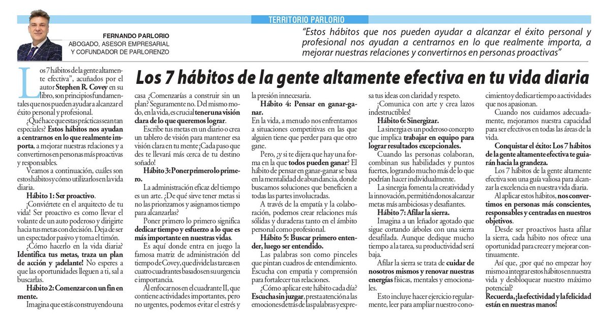 📆 Esta semana en 𝐓𝐞𝐫𝐫𝐢𝐭𝐨𝐫𝐢𝐨 𝐏𝐚𝐫𝐥𝐨𝐫𝐢𝐨 de <a href="/NuevaAlcarria/">Nueva Alcarria</a> tratamos 7 hábitos que pueden ayudarte en tu vida.

LOS 7️⃣ HÁBITOS DE LA GENTE ALTAMENTE EFECTIVA.

👋Hasta el próximo artículo en #TerritorioParlorio!

Pincha enlace 👇👇👇

nuevaalcarria.com/articulos/los-…