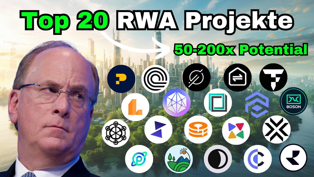 Der RWA Sektor soll bis 2030 auf $16 Billionen wachsen!

Die Top RWA Coins können sich 50-100x diesen Bullrun🤯

Hier sind 20 Top RWA Projekte die wir auf unserem Radar haben:👇