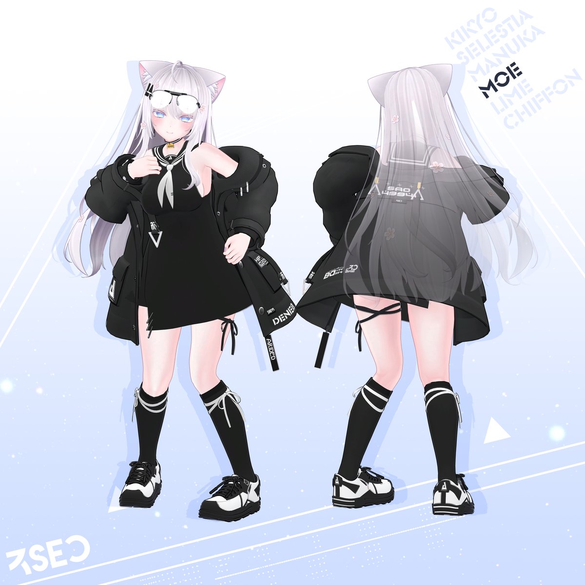 対応アバターの二番目プレビューです~  
クリスタルのポイントとセーラーワンピース、パーカーの組み合わせを組み合わせたセットです! 
📌https://t.co/017E2aiSDe 