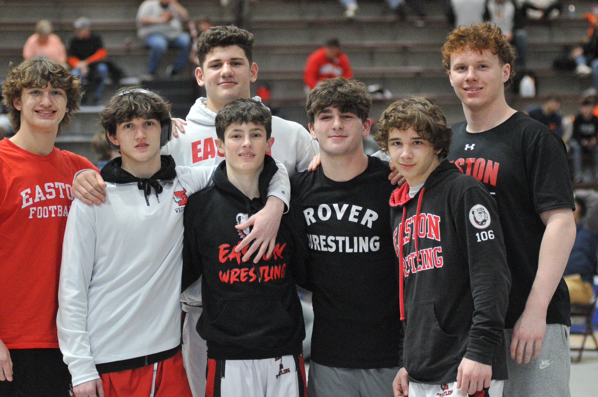 The New Magnificent Seven!

Easton exceeds all expectations and qualifies 7 wrestlers to next week’s State tournament. Leading the way was Regional Champion Nick Salamone. Joining him in Hershey are Cosover, Kelly, Linegar, Geiger, Fanelli, and Crossman.

Photo by Ellis Weitzman