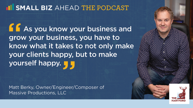 Tune in to this week's podcast episode bit.ly/49x90UI as Matt Berky, Owner, Engineer, and Composer of Massive Productions, LLC shares how he has grown his business over the past 20 years and some of the most important lessons... #IWork4TheHartford bit.ly/3P0GHpO
