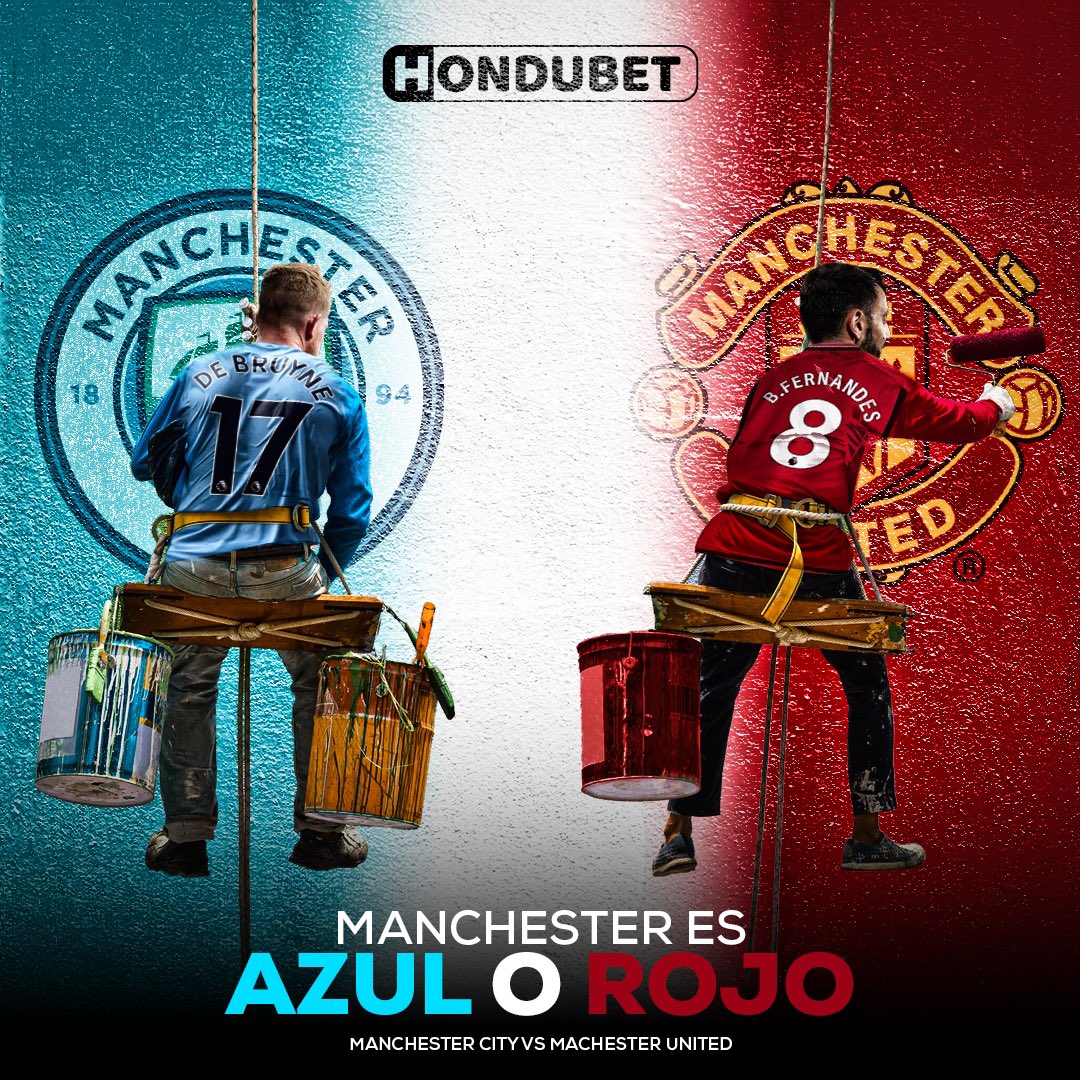 hondubet's tweet image. El derbi que paraliza #Mancheter se juega una vez más. 

¿Nos preguntamos si Manchester es azul 🔵 o es rojo 🔴?

Podrá #Kevin de Bruyne o sera #Bruno Fernandes el encargado de dar esa pincelada final.