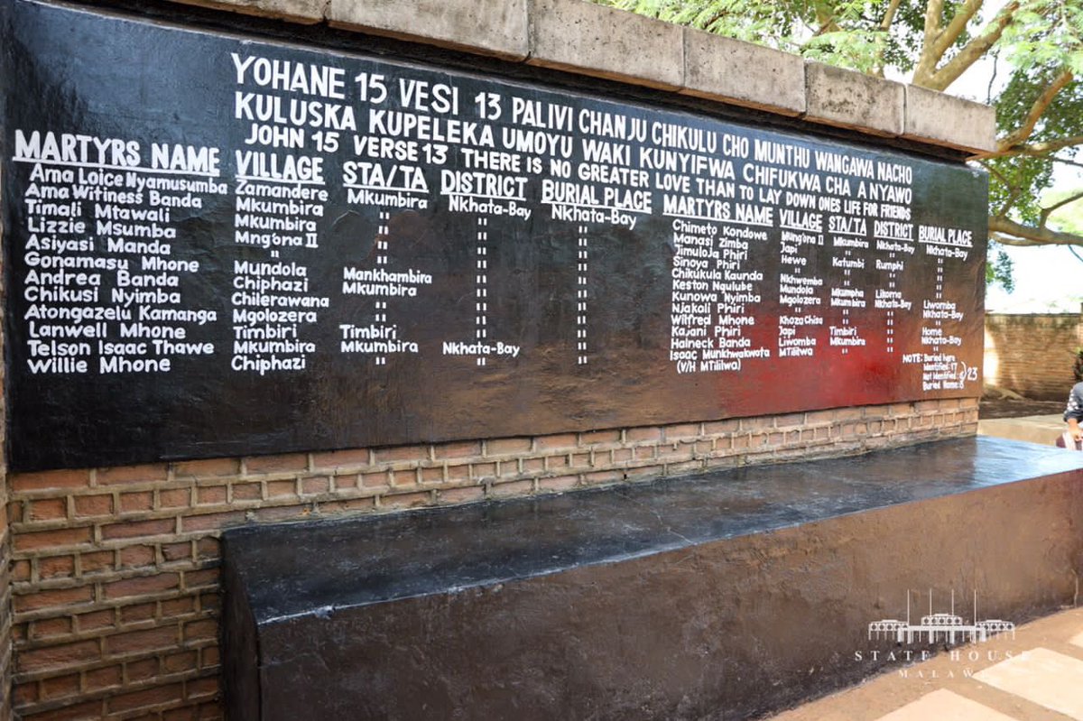 The First Lady & I today joined Malawians in commemorating Martyrs Day in Nkhatabay where we paid homage through laying of wreaths at the memorial tower. Let’s continue cherishing the freedoms gained from the martyrs struggle as we strive for a better & new Malawi. #MartyrsDay