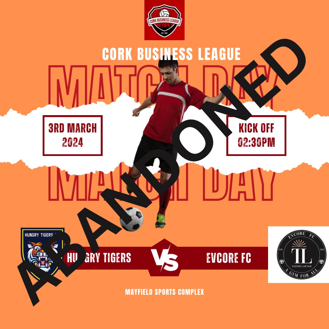 HTigersfc's tweet photo. Todays league match against Evcore Football Club was Abandoned due to a terrible injury to one of our players. 

Fixture to be rescheduled on a later date. 

To our player Feders we are thinking of you brother and we wish you a speedy recovery ⚽️ https://t.co/LXW8qgD9QY