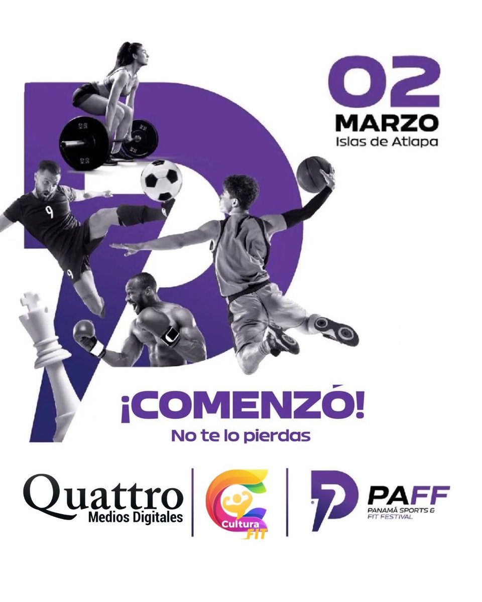 Quattro_MD's tweet photo. ¡Este sábado 2 de marzo, acompáñanos en el Panama Sports &amp; FIT Festival en el Centro de Convenciones Atlapa! ¡Más de 1,000 atletas, +20 disciplinas y mucha diversión te esperan en #PAFF2024! ¡No te lo pierdas! 🏋️‍♂️🎉 #PanamaSportsFestival #PAFF https://t.co/i4PUhFQ82V