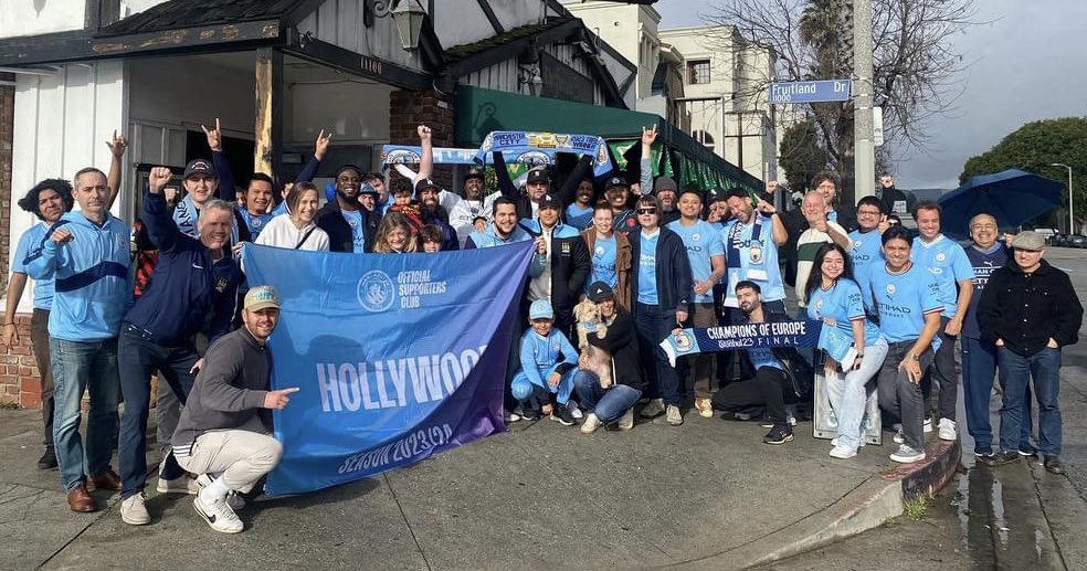 What a morning! Thank you to everyone that came out to the @FoxandHounds818 today! #manchesterisblue #manchesterderby #mancityosc #myplmorning