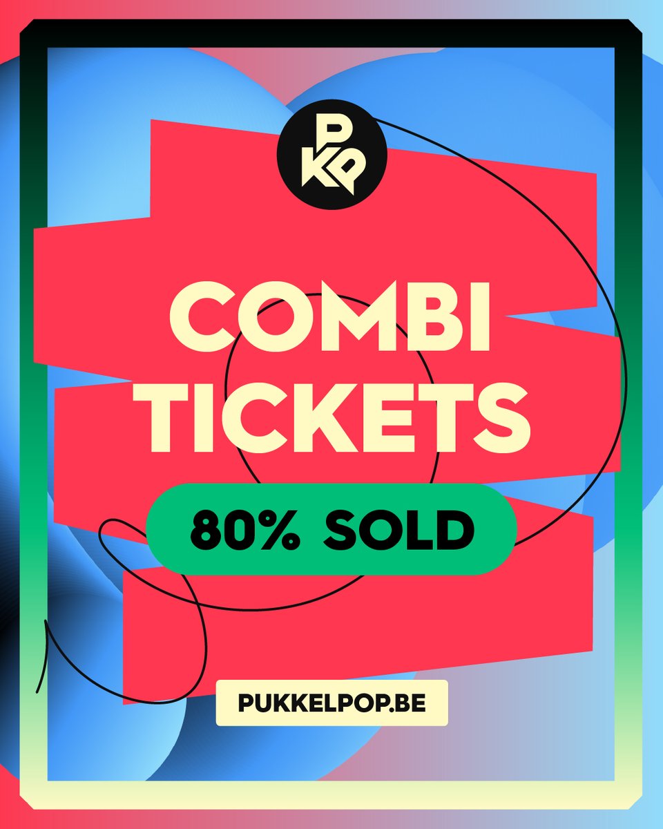 Another update! 
Combi tickets: 80% sold. 🏎🏎 Sales are reaching high speed, better race to our ticket shop - pukkelpop.be 🏁