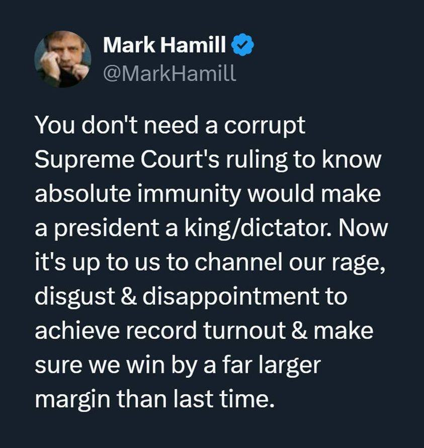 Mark Hamill nailed it. Glad he is on the side of the truth.