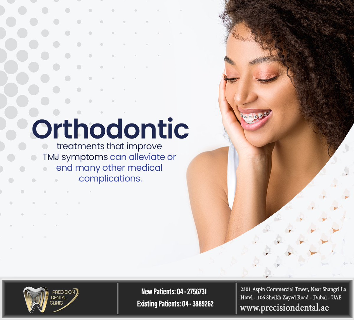 TMJ treatment concerns oral shape and alignment; precise orthodontic treatments can influence many other conditions while fixing TMJ issues. Visit precisiondental.ae to learn more. #tmj #precisiondentalclinic #dubai