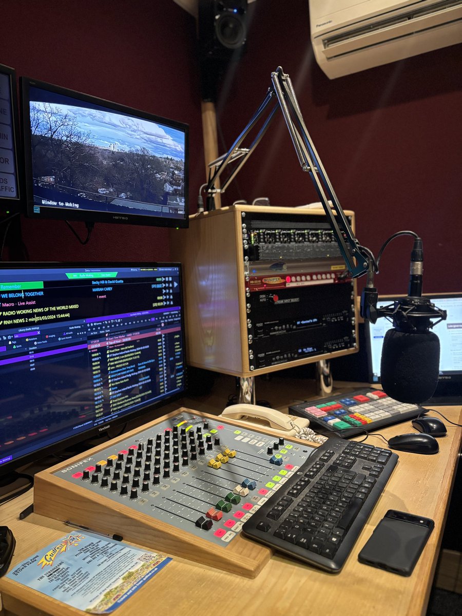 Here we go….! First show as a test run with @lukemcnamara2_ as my co-host, guest, technical support and producer!! 😅 @RadioWoking #radiowoking #localradio #radiopresenter #showtime #songsfromshows #songsfromsoundtracks