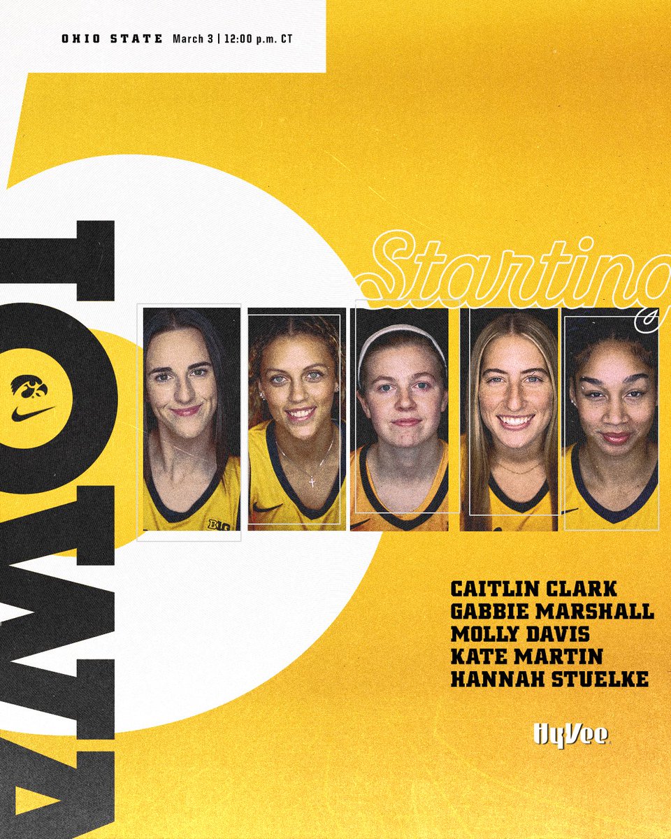 This is March. 

✨ <a href="/CaitlinClark22/">Caitlin Clark</a> 
✨ <a href="/GabbieMarshall/">Gabbie Marshall</a> 
✨ <a href="/davismolly14/">Molly Davis</a> 
✨ <a href="/kate_martin22/">Kate Martin</a> 
✨ <a href="/StuelkeHannah/">Hannah stuelke</a> 

#Hawkeyes