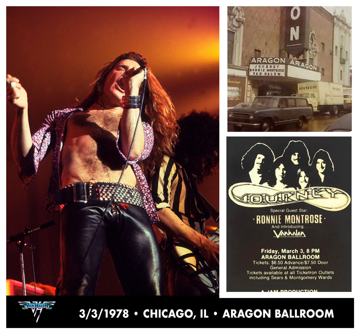 3/3/1978 – @VanHalen on the 1st night of their very 1st tour opening for @JourneyOfficial at the Aragon Ballroom (Chicago, IL)