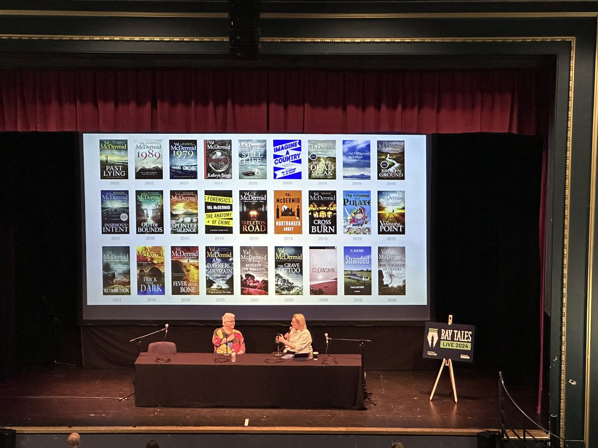 A total delight to interview @valmcdermid at @bay_tales in Whitley Bay @Playhouse_WB - lots of money raised for @TheBayFoodbank ❤️ #queenofcrime