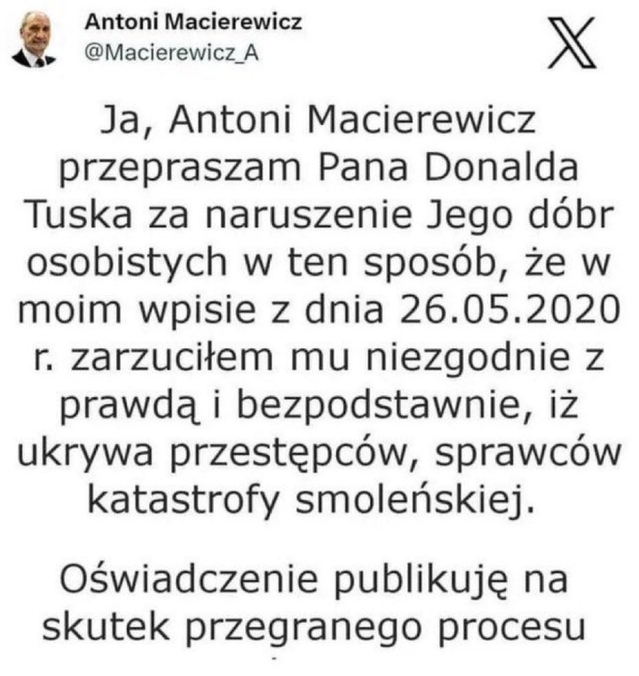 Piekło zamarzło. Szkoda, że to nie tweet z więźnia. Poczekam cierpliwie.