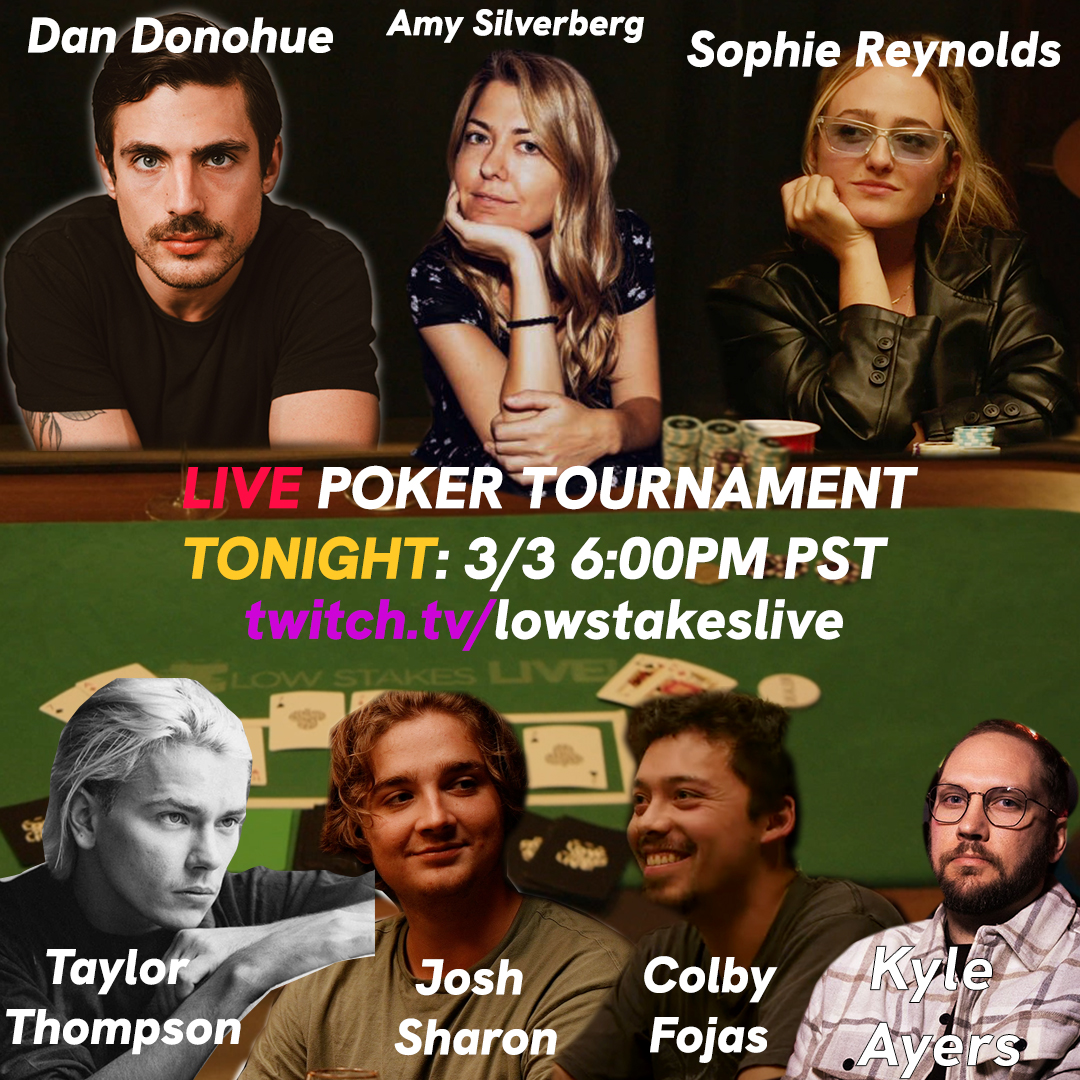 TONIGHT! 6:00PM PST. Low Stakes Live returns! Head to twitch.tv/lowstakeslive to watch!