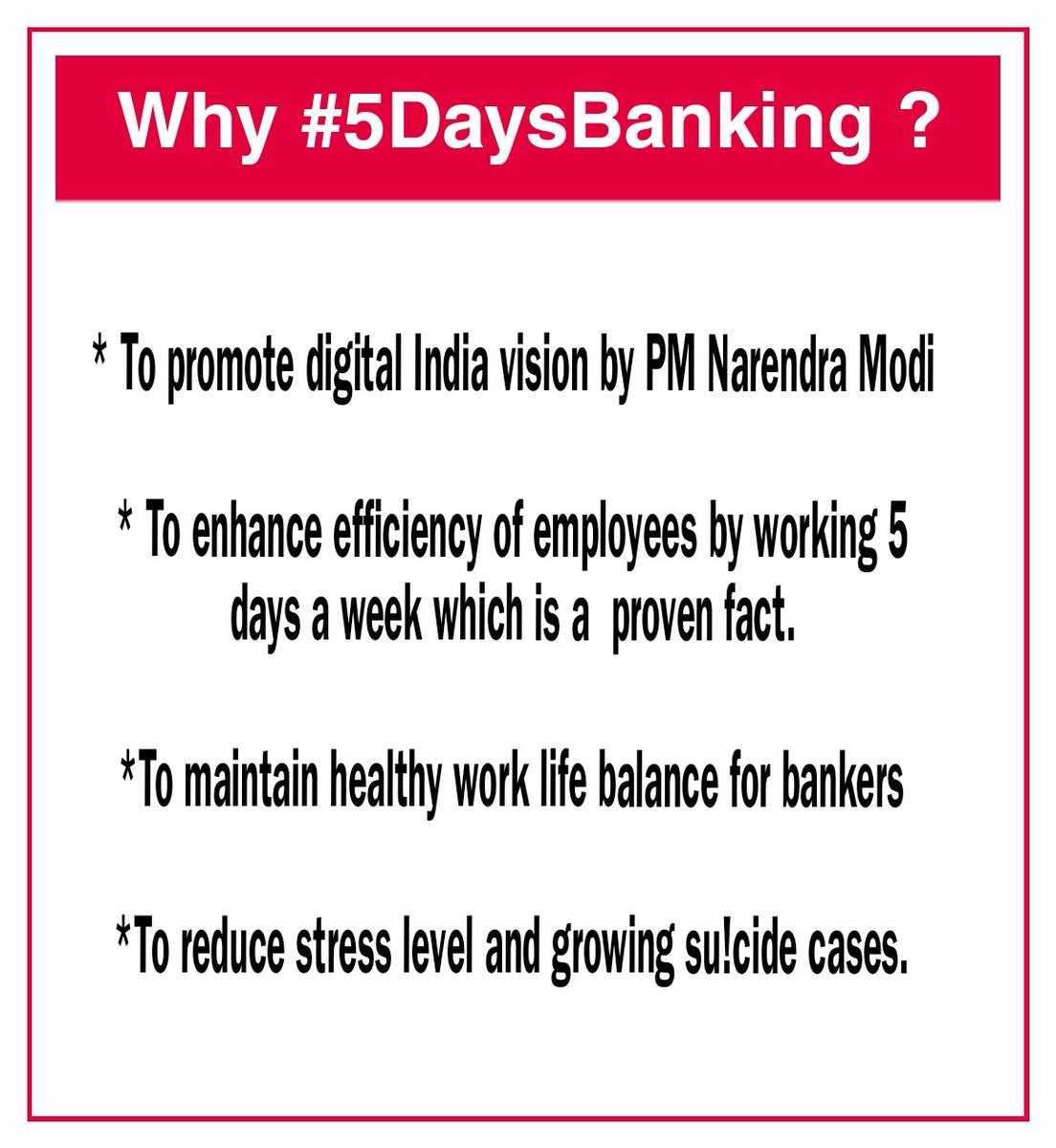 sanjaybpi's tweet image. Govt.should realise that majority of bankers taken the genuine issue of  #5DaysBanking deep in their heart. For that  everyday this issue is trolling in all the social media by 90%of bankers. Since 2015  bankers heard many &quot; ifs &amp;amp; buts&quot; but not ready to hear more.@nsitharaman