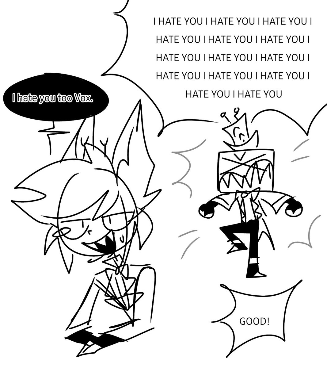 Ruxxide's tweet photo. Literally them

#RadioStatic #HazbinHotelAlastor #HazbinHotelVox https://t.co/kkjQMsV6OE