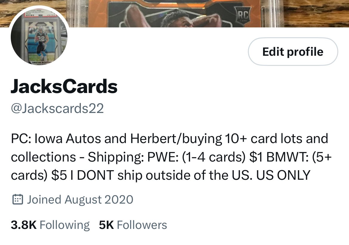 Jackscards22's tweet photo. Giveaway🔥

I have finally hit 5,000 followers!! Huge milestone for me and thanks to all that have supported me throughout the years!

This milestone means a giveaway!!

Rules:

Follow
Retweet
Tag a friend

Winner receives a Michael Penix Big Kahuna! https://t.co/GxXxs6lSsm